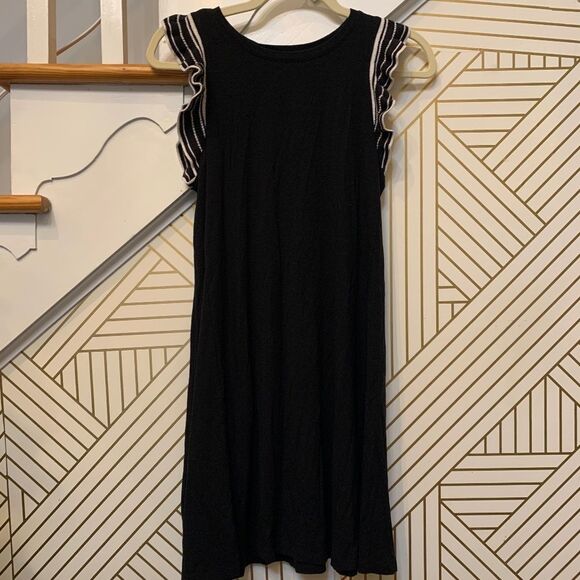 Loft Petite Black Short Sleeve Dress with Frilly - Picture 1 of 6